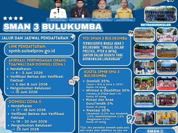 SMAN 3 Bulukumba Buka Pendaftaran SPMB 2026/2027, Siap Cetak Generasi Unggul