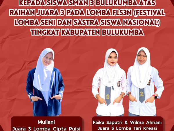 Siswa SMAN 3 Bulukumba Raih Prestasi pada Ajang FLS3N Tingkat Kabupaten